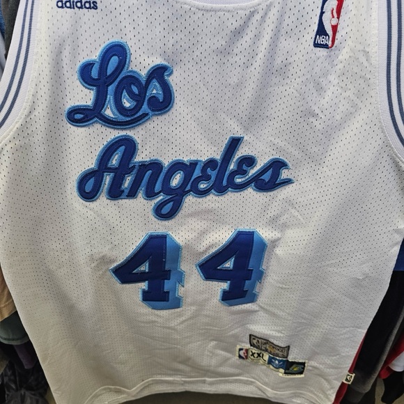 JERRY WEST #44 Los Angeles Lakers Adidas Hardwood Classics White Jersey Mens XXL - Picture 1 of 4